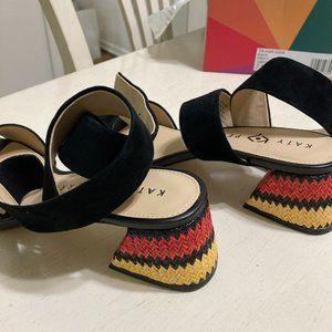 Katy Perry Black Suede Block Heel Sandals
